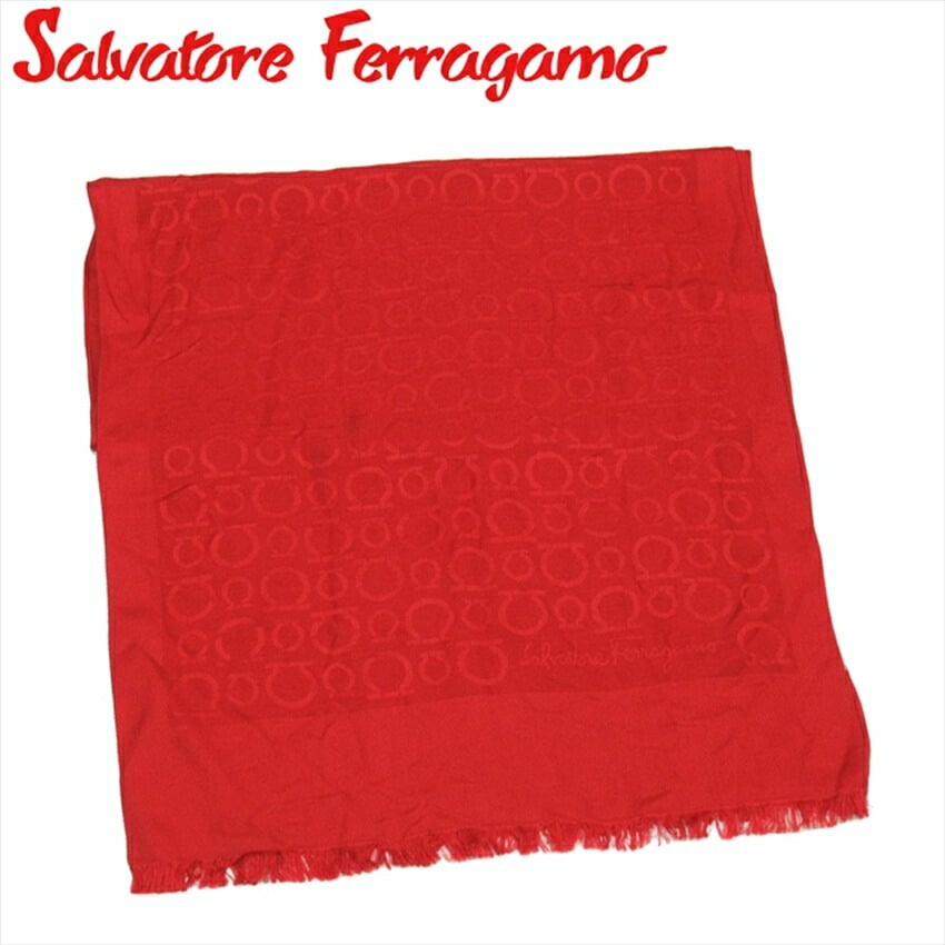 ストール フリンジ付き ガンチーニ レディース メンズ レッド 中古