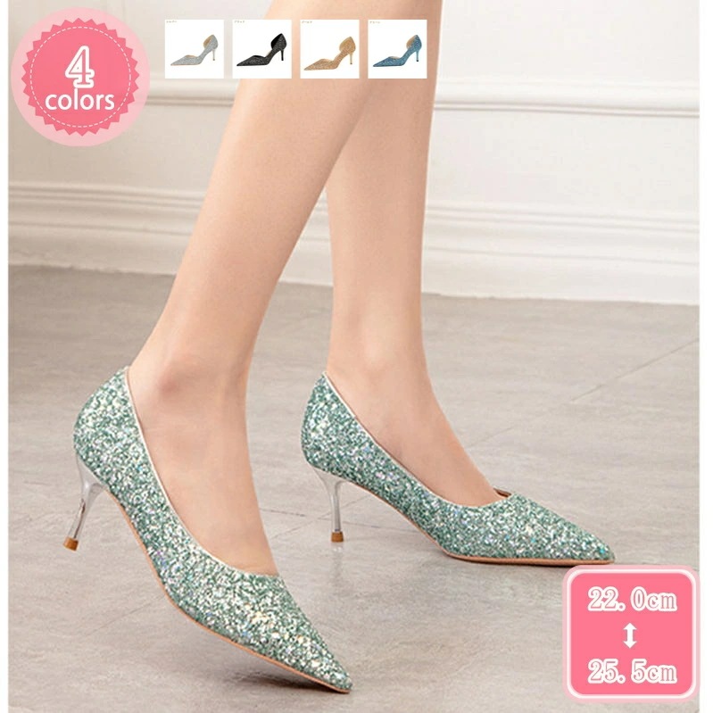 500円OFFクーポン パンプス ピンヒール 大きいサイズ ラメ キラキラ 美脚 ドレスパンプス ハイヒール 6センチ ポインテッドトゥ 歩きやすい レディース 小さいサイズ グリッター パーティー