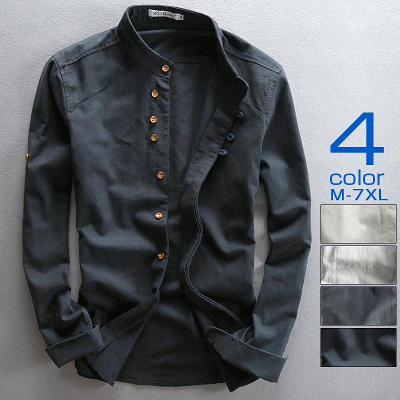 【急速出荷】シャツ メンズ メンズシャツ メンズ 長袖シャツ カジュアルシャツ メンズ バンドカラーシャツ バンドカラーシャツ メンズ リネンシャツ メンズ 春服 メンズ