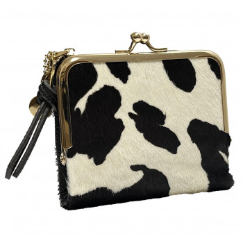 DAICO Pisoraro（ピソラロ） ハラコ がま口二つ折りミニウォレット HOLSTEIN PR241