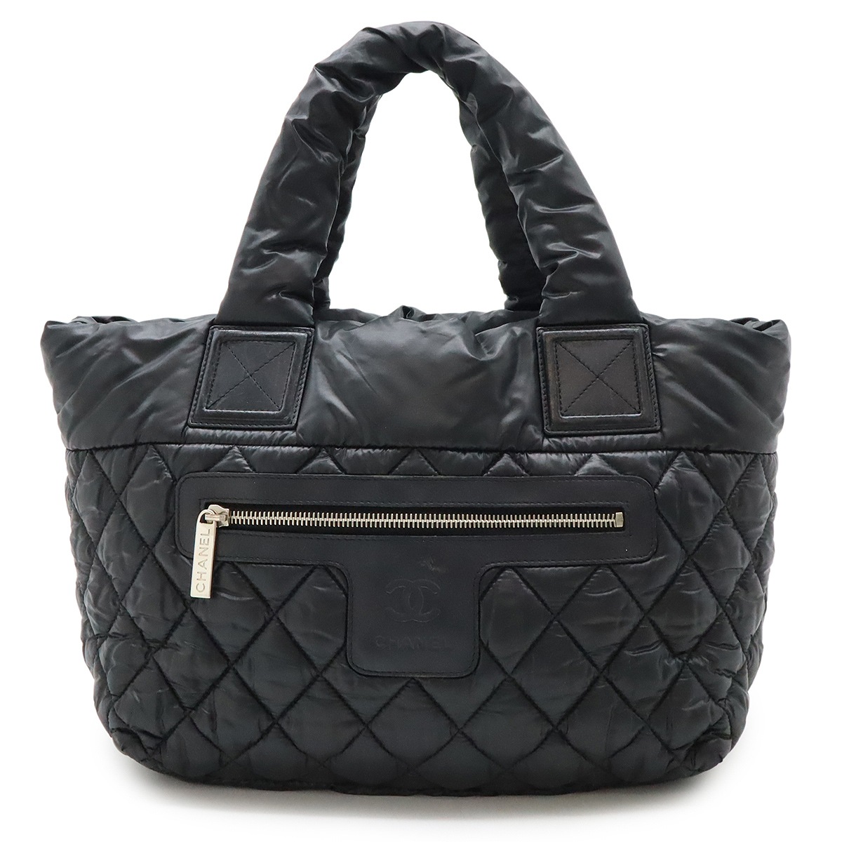 コココクーン スモールトート トートバッグ ハンドバッグ キルティング ナイロン レザー ブラック 黒 シルバー金具 A4861 64,900円