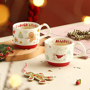 731.クリスマスレトロカップ×４点 Qoo10] クリスマスカップセラミックスタッキングカ