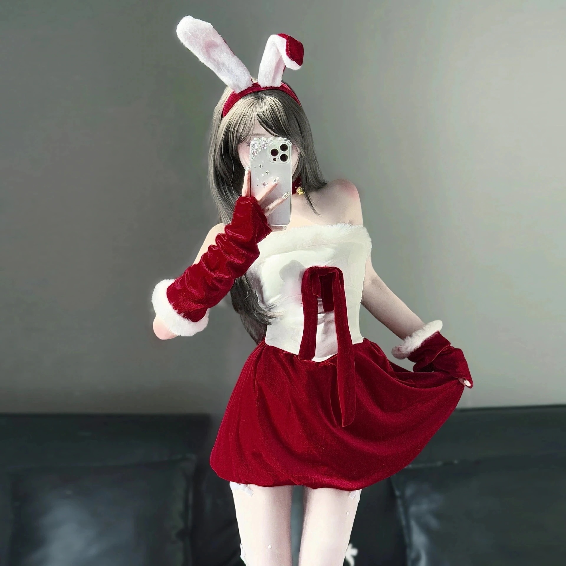 ドレスクリスマス 25大人気急速発送無料 サンタ デート 服 服 ベルベット 蝶 バニー