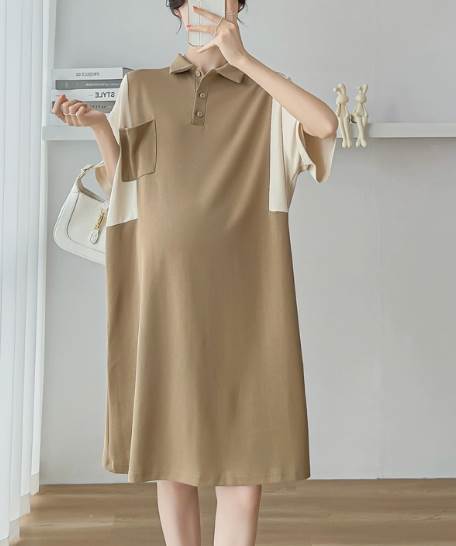 レディース ワンピース シャツワンピ 膝丈 半袖 5分袖 ボリューム袖 フレアスリーブ 襟付き 角襟