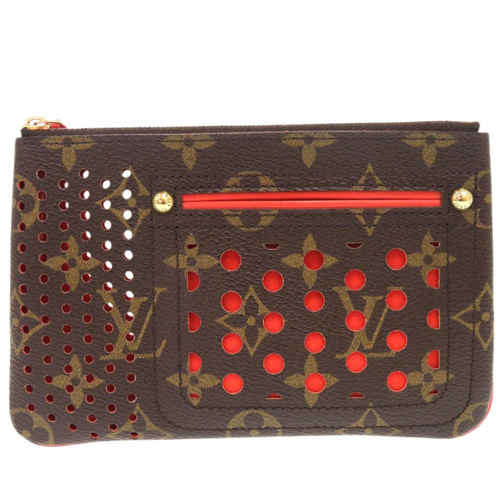美品 ポシェットプラット モノグラム ペルフォ M95187 ポーチ モノグラムペルフォ オランジュ LV 0280【中古】 ユニセックス
