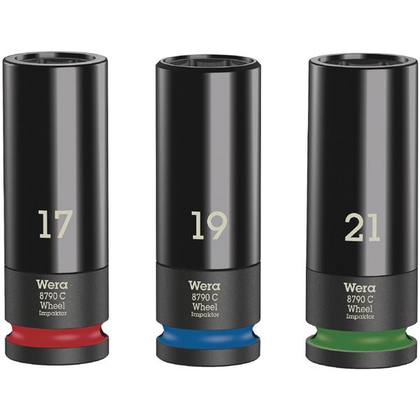 WERA ヴェラ 差込角1/2SQ 3本組 HEX ホイールナット インパクトソケット セット 17.18.19mm入り 004595 工具 ツール DIY