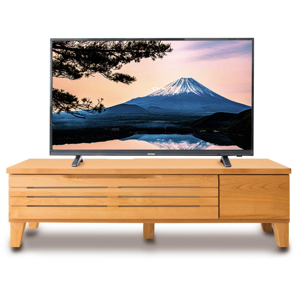 40-43型推奨 アイリスプラザ テレビ台 テレビボード ローボード 幅約120cm 奥行約40cm 高さ約35cm 42型 ナチュラル 天然木 引き出し付き アルダー材 扉付 完成品