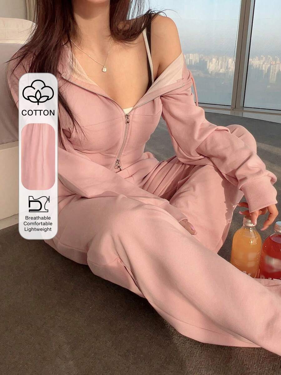 DAZY ジップアップ パーカー & スウェットパンツレディース 2点セット ルームウェア