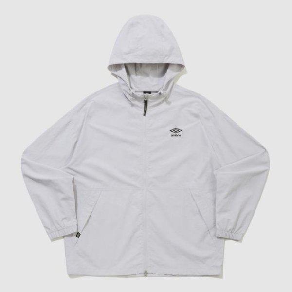 M ウインドブレーカー LQC UQ221CJK42-WGR クラシックフード付きウインドブレーカージップアップジャケット / WHITE GREY