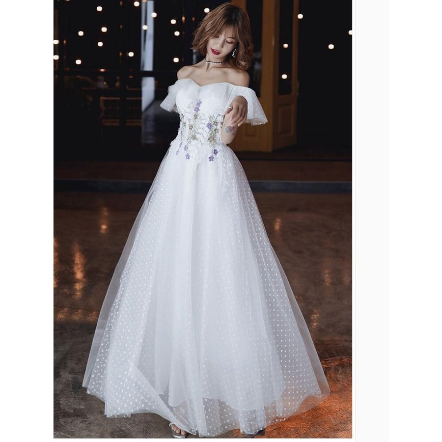パーティードレス オフショルダー 結婚式ワンピース ロングドレス 大きいサイズ ウエディングドレス