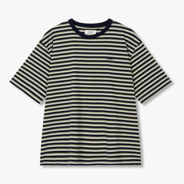 [26夏] ラウンドネックマルチストライプ半袖Tシャツ(9176222985)