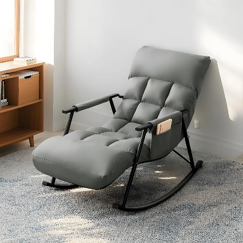 ロッキングチェア リクライニング 通気性 角度調節 高耐荷重 北欧風 ラウンジチェア 寝室 リラックス 組み立て簡単