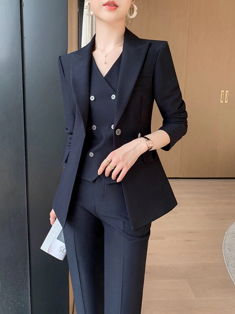 品質保証25 ブレザーの韓系スーツ セットアップ レディースファッション 入学式 卒園式 Lオフィス ビジネス フォーマル 3点セット