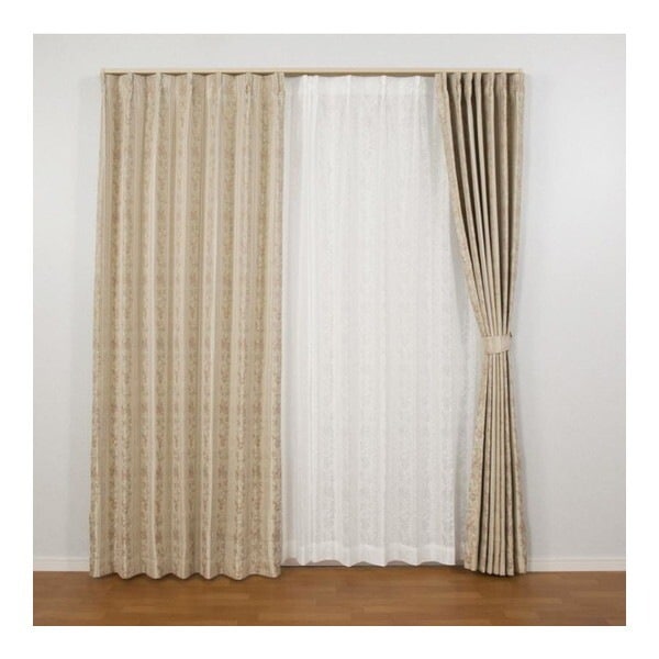 ユニベール 裏地付き厚地カーテン エレンシア 100×135cm ローズ メーカー直送