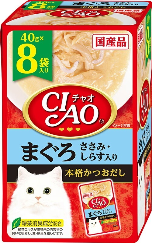 （まとめ買い）いなばペットフード CIAO パウチ まぐろ ささみ/しらす入り 40gx8袋 猫用フード [x6]