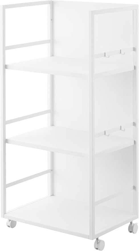 目隠し ワゴン L ホワイト W42×D32.1×H84.5cm(キャスター含む) タワー 隠す収納 収納ワゴン キャスター付き