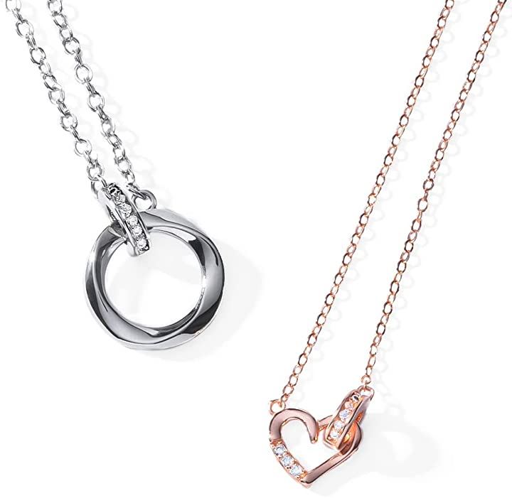 ペアネックレス カップル プレゼント ステンレス ジュエリー メンズ レディース BR-J069 ハート MSW＆LPW(MSW＆LPW)