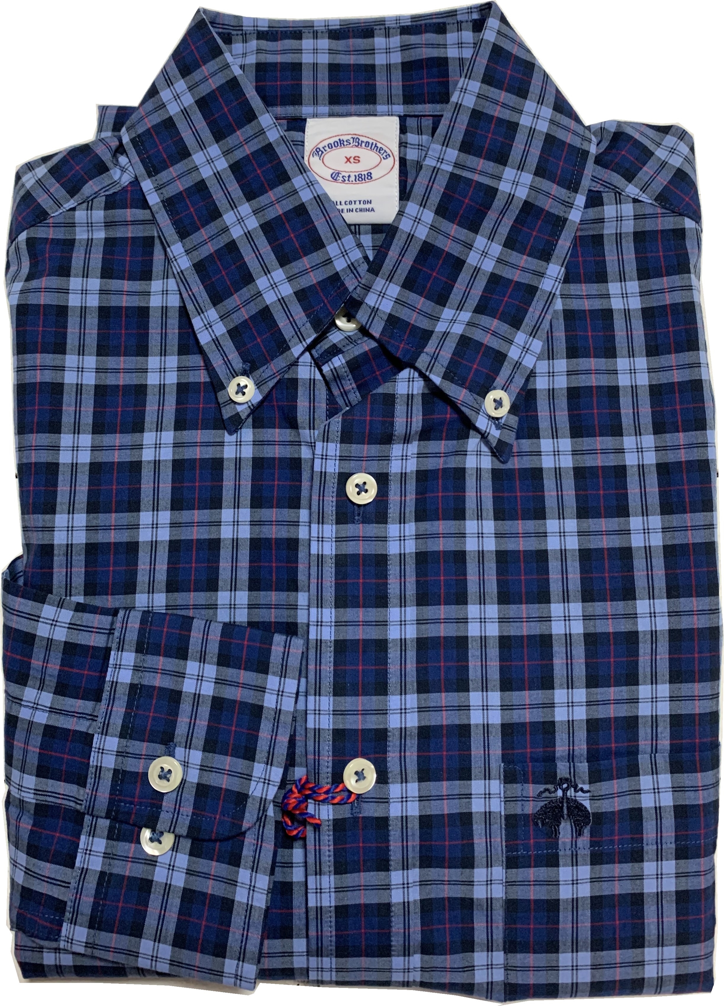 長袖 ワンポイント ボタンダウンシャツ チェック ネイビー メンズ Brooks Brothers BB2-034 10,138円