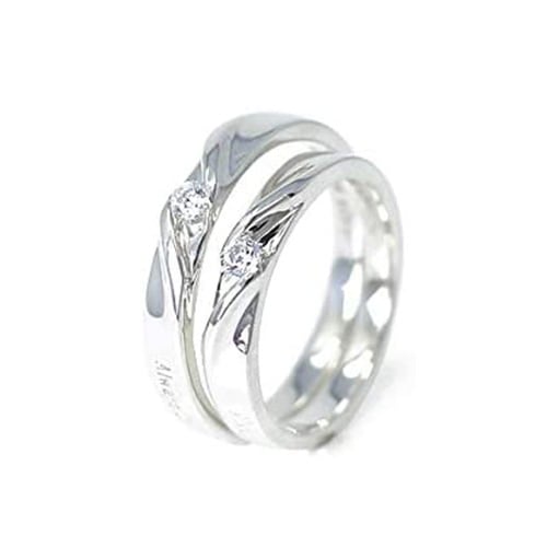 スワロフスキージルコニア使用 ペアリング 結婚指輪 マリッジリング 指輪 プラチナ仕上げ カップル リング ペア プラチナ仕上げ SV925 made in japan