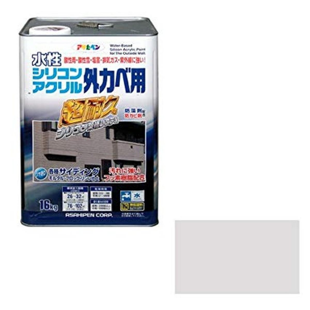 アサヒペン 水性シリコンアクリル外かべ用 ソフトグレー 16KG