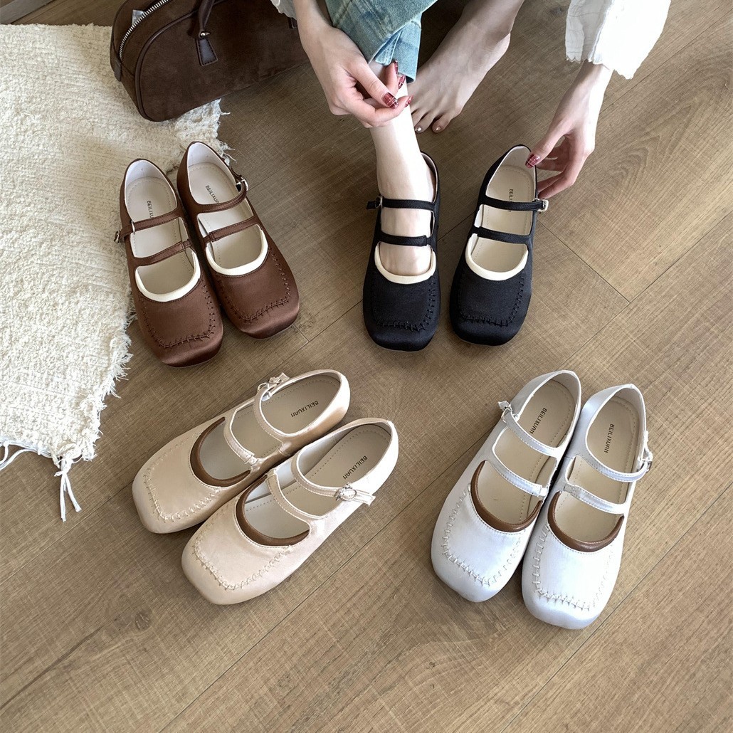 11 バレエ風の穏やかな風のイブニングシューズ怠zyな人は疲れないシングルシューズのための汎用通勤のための浅い口のつま先の靴を蹴るシングルシューズ ***