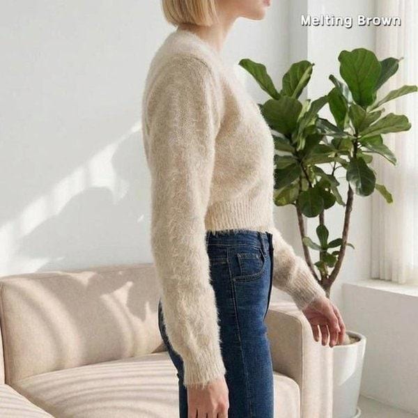 女性Vネッククロップニットカーディガン K12