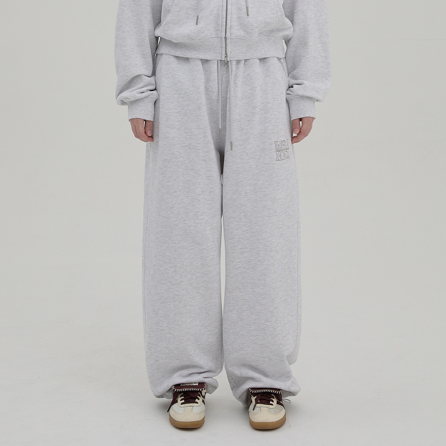 Logo Applique Sweatpants MELANGE WHITE