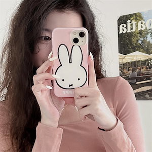 漫画のピンクのミッフィーウサギ iphone 14promax 携帯電話ケースに適しています落下防止 iphone13/12 可愛くて楽しい