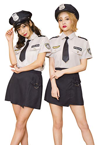 GLOWHOLIC ハロウィン コスプレ グレイッシュポリス レディース L グレー 仮装 コスチューム