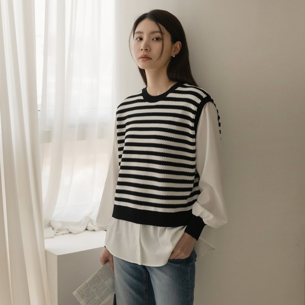 [Elysia] ジョフダンガラベストカラーTシャツ