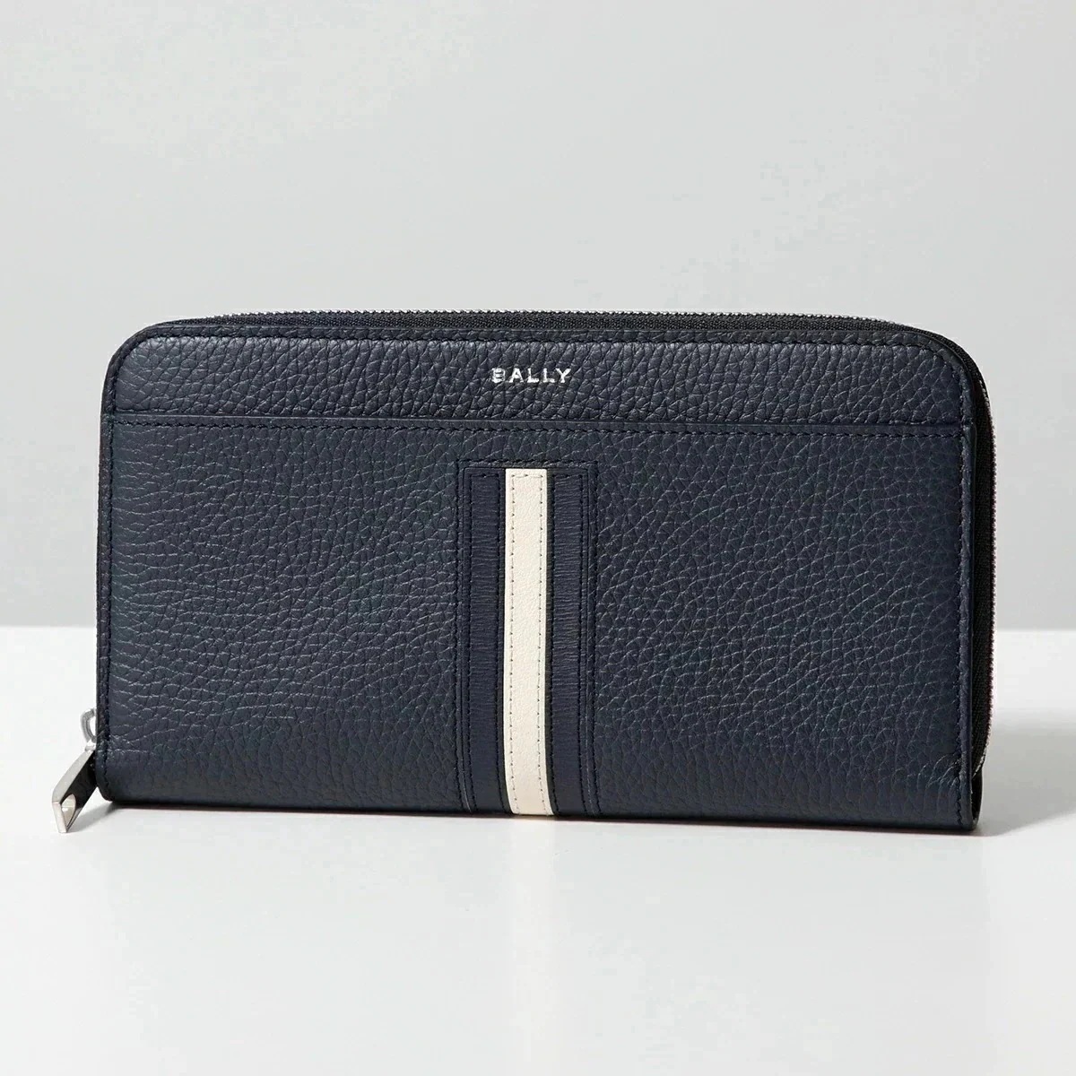 BALLY バリー ラウンドファスナー長財布 MLW03H VT434 メンズ レザー バリーストライプ 小銭入れあり U507P/MIDNIGHT21+PAL 【ts】