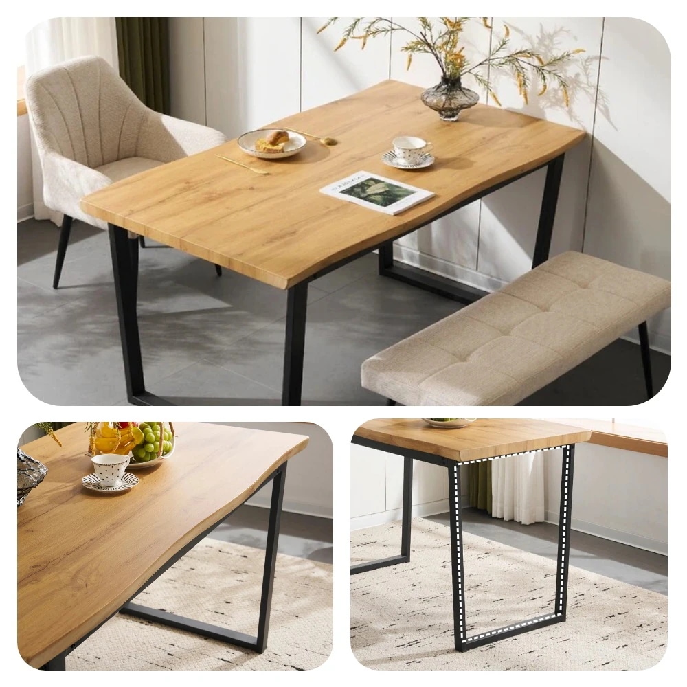 ダイニングテーブル 食卓 4人用 2人用 幅140cm おしゃれ 組み立て非常に簡単 ソリッド ハイエンド ヴィンテージ風 モダン 客用 書斎用 シンプル 波の形