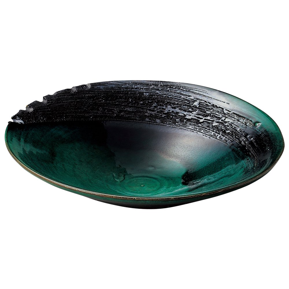 山下工芸 大鉢 緑 φ35×7cm 緑釉11.0皿鉢 14067880
