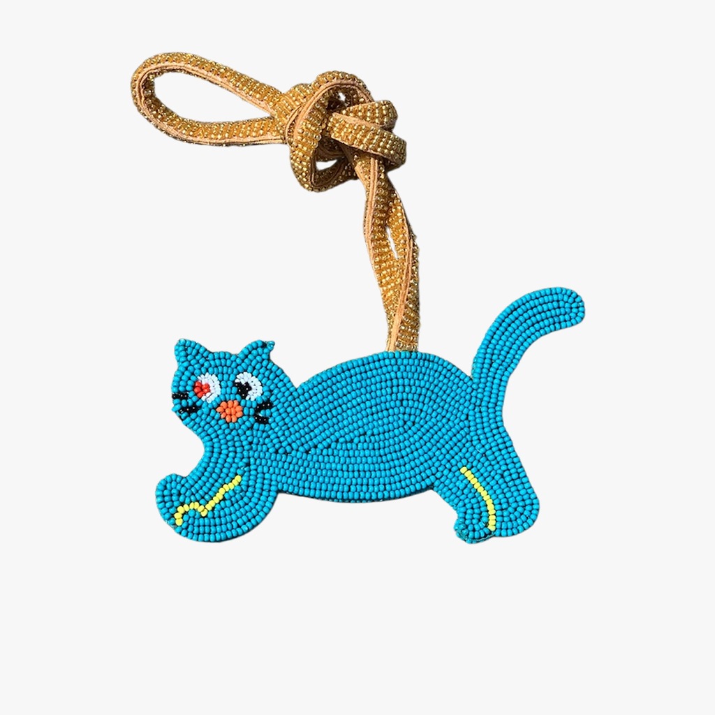 ねこ トパーズカラー ビーズ バッグチャーム チャーム