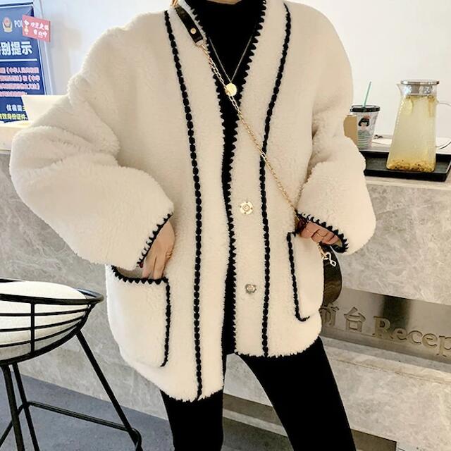 ボア ジャケット コート ショート ステッチ カーディガン 人気