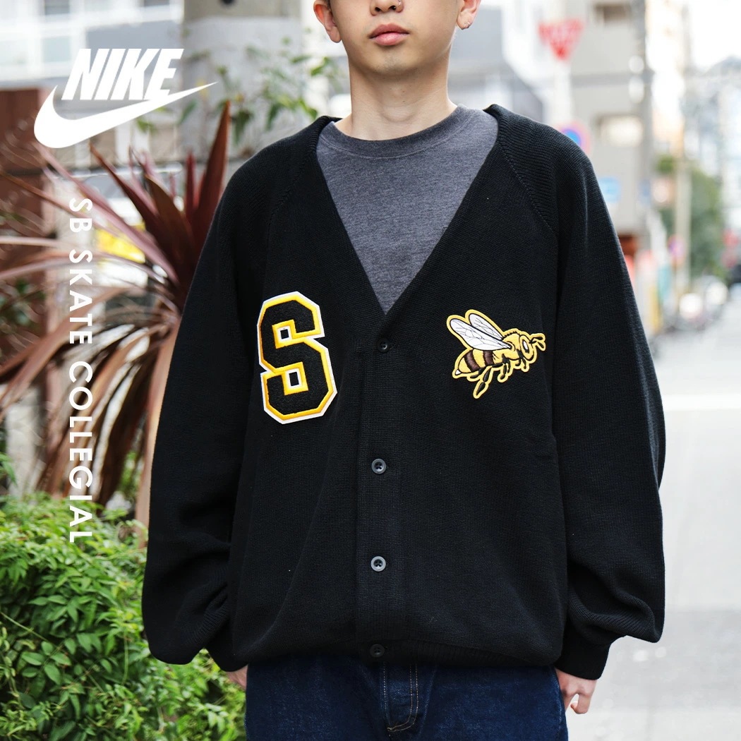 NIKE SB ナイキ カーディガン トップス ニット SB カレッジ SKATE COLLEGIAL BLACK ( パッチ ワッペン オーバーサイズ ニットアウター ドレープ メンズ HV0258 17,969円