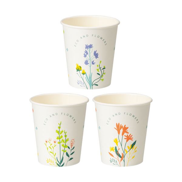 TANOSEE 紙コップ ANDFLOWERS 205ml（7オンス） 1セット（2400個：80個30パック）