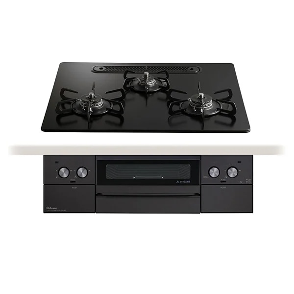 PD-829W-U60GZ-13A マッティーブラック WITHNA Black Line ビルトインガスコンロ(都市ガス用・3口・両側強火タイプ・幅60cm)