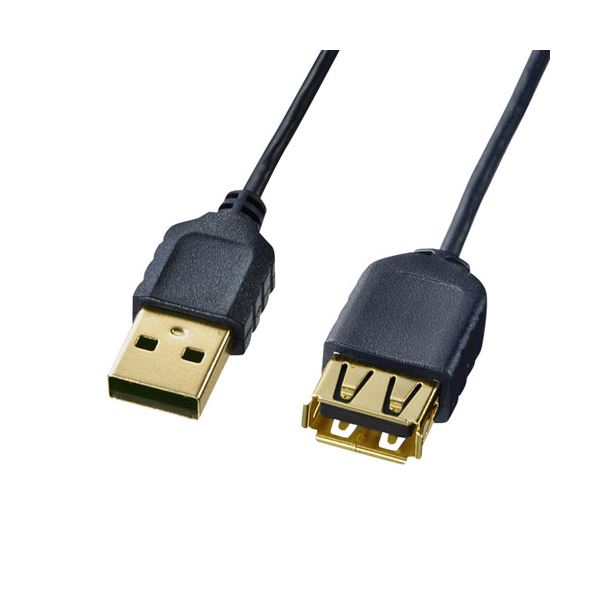 (5個セット) サンワサプライ 極細USB延長ケーブル （A-Aメス延長タイプ） 1m KU-SLEN10BKKX5