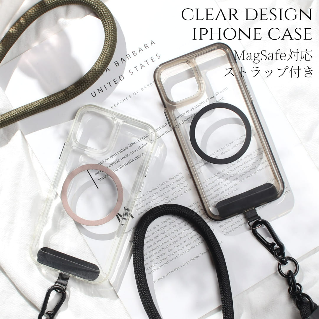 iphone ケース クリア ショルダー ストラップ付き iphone15 iphone14 iphone13 12 mini マグセーフ マグネット SE 11 カバー 15 13 14 pro