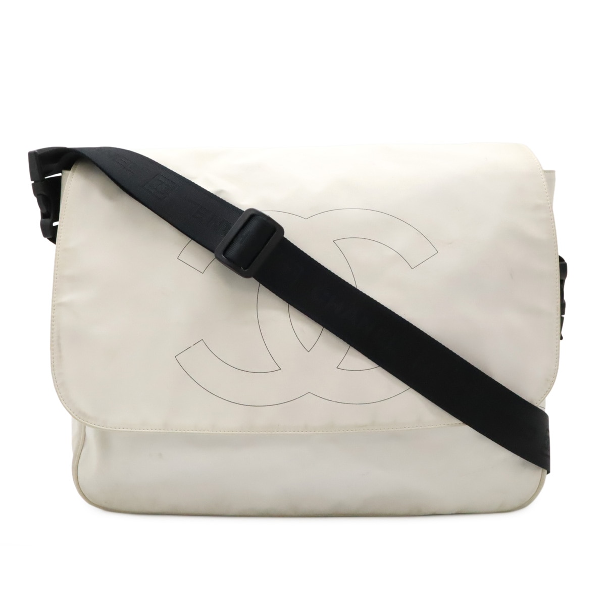 スポーツライン ココマーク メッセンジャーバッグ ショルダーバッグ 斜め掛け ラバーコーティング ホワイト 白 ブラック
