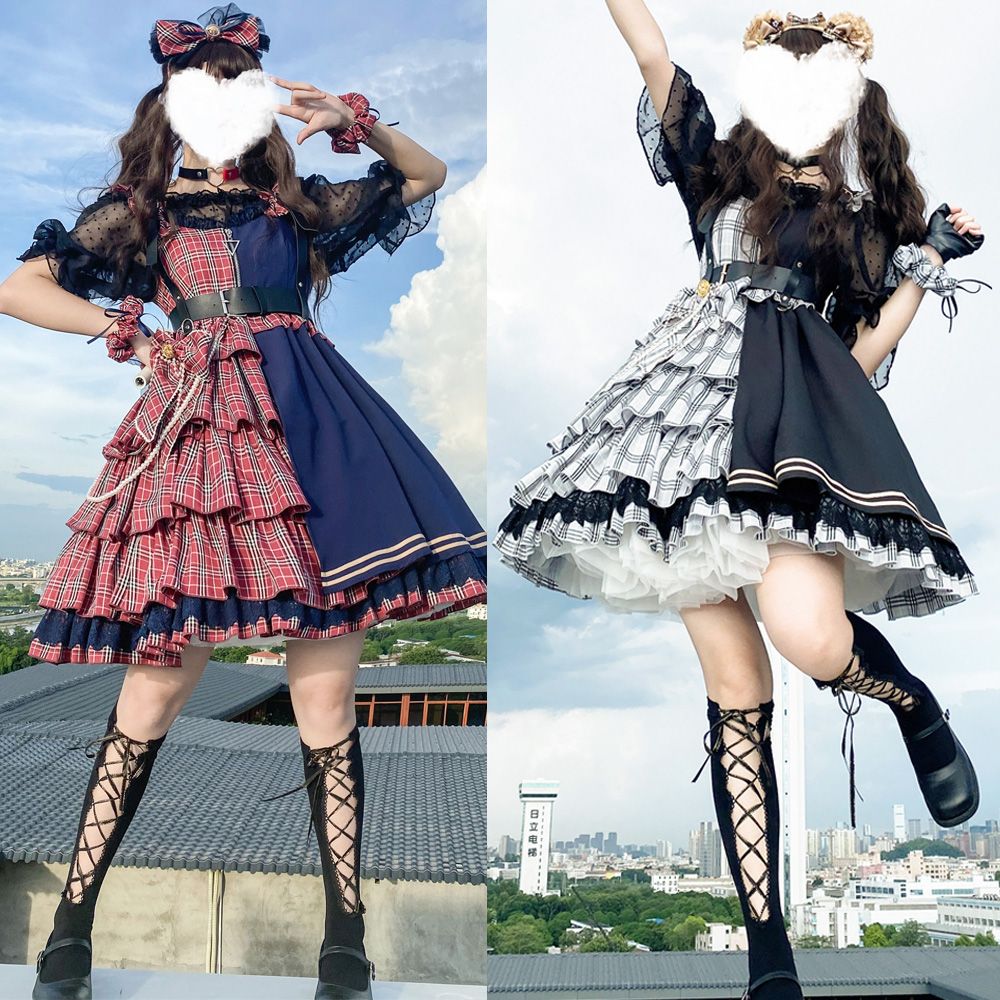 ミラーガールjskパンクエレクトロニックミュージックガールスイートクールロリータロリータサスペンダードレス