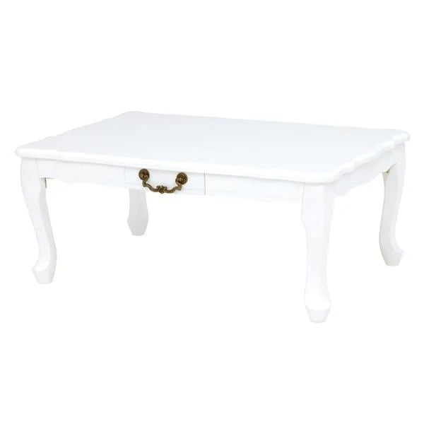 ローテーブル 折りたたみ おしゃれ アンティーク 白 かわいい 猫脚 引き出し 完成品 センターテーブル リビングテーブル ホワイト テーブル