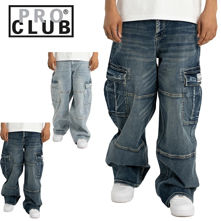 プロクラブ PRO CLUB ファッションライン FASHION LINEBAGGY DENIM CARGO バギー デニム カーゴLIGHT STONE WASH ライトスト