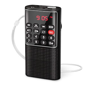 小線ラジオ充電式ポータブルFMウォークマンMP3デジタルラジオレコーダー付きデジタルラジオSD/TF/AUXジョギングウォーキング旅行用のロックキー付きバッテリー付きポータブルバッテリー（A
