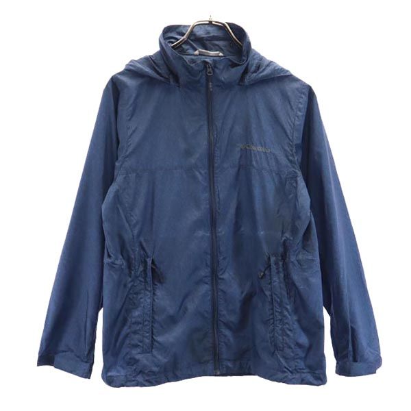 長袖 アウトドアジャケット M ネイビー系 ロゴ フード レディース