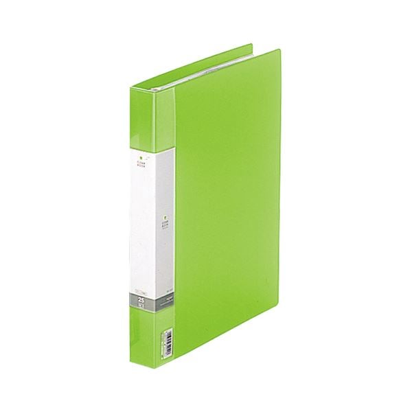 (まとめ) リヒトラブ リクエスト クリヤーブック(クリアブック)(ポケット交換タイプ) A4タテ 30穴 25ポケット付属 背幅35mm 黄緑 G3802-6 1冊 (×10セット)