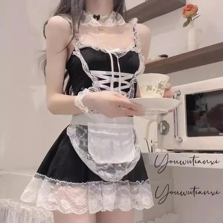 メイドcos服セクシーなメイド せいふく大きいサイズサスペンダー寝ているスカートスカートはベッド純粋な欲を脱いではいけません