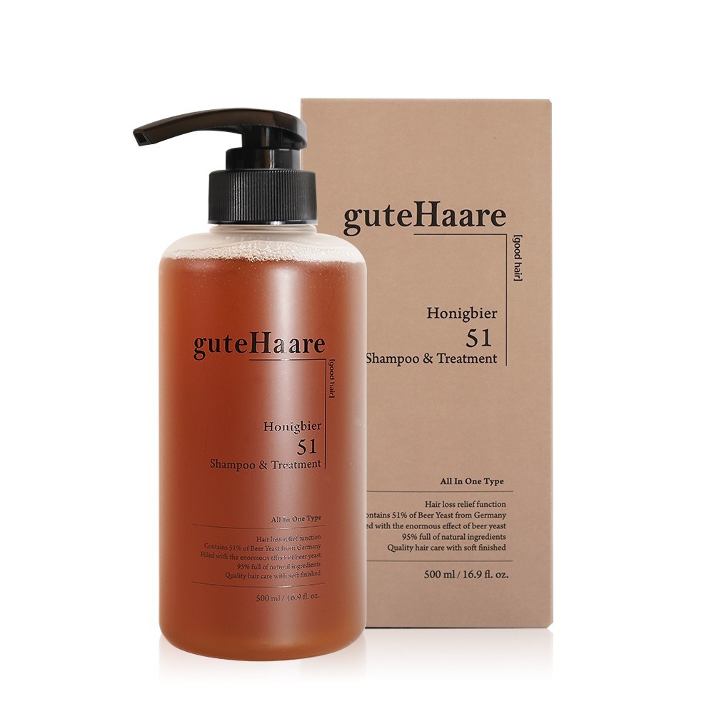 グットハル脱毛緩和高含有量ビール酵母頭皮集中ケア脱毛ケアハニビア51シャンプー＆トリートメント500ml1個