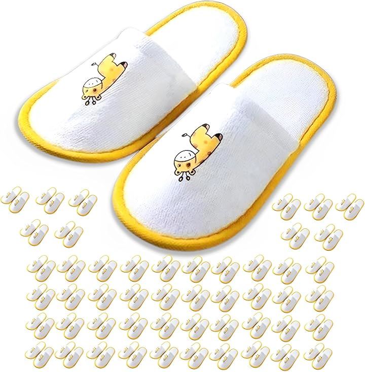 こども 用 使い捨て スリッパセット きりん 柄 個包装 子ども 前閉じ 滑らない 室内 厚手 キッズ すりっぱ キリン(きりん柄：50足セット, 23.0 cm)